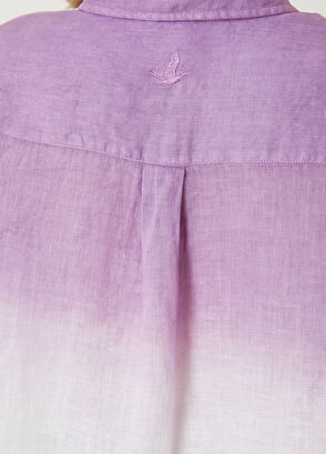 Beymen Club Mor Beyaz Degrade Keten Gömlek - 6