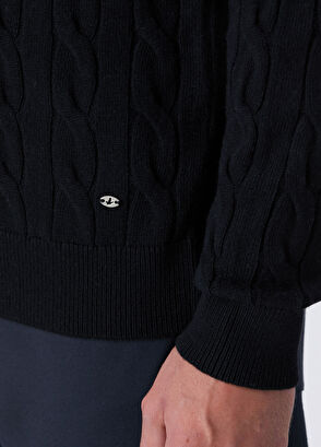 Beymen Club Black Collar Zippered Braid Textured Sweater - 7