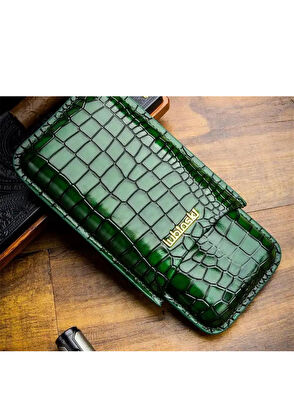 Lubinski Black Patterned 3-Piece 60 Ring Leather Cigar Case - 3