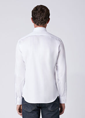 Beymen Club Slim Fit Beyaz Pamuk Saten Non-iron Gömlek - 5