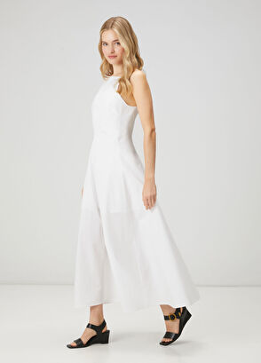 Beymen Club White A-Line Maxi Poplin Dress - 3