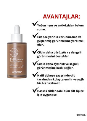 MEDIPEEL Hyal Kombucha Tea-Tox %70 Kombucha Ve Seramid Içeren Canlandırıcı Ampül Cilt Serumu 50 ml - 3