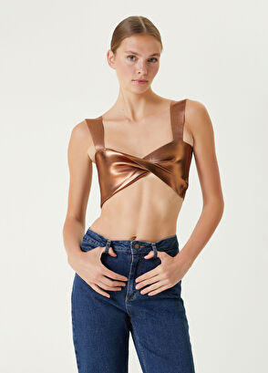Network Bakır Rengi Askılı Triko Büstiyer - 4