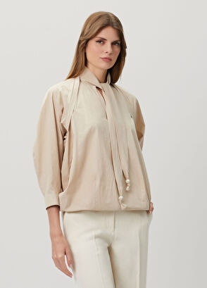 Lemaire Beige Collar Scarf Detailed Blouse - 3
