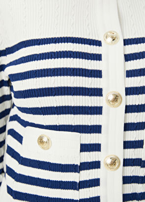 Beymen Club Navy Blue White Striped Cardigan - 6