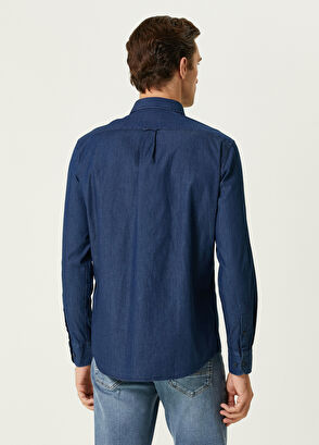 Comfort Fit Dark Blue Denim Shirt Beymen Club Comfort Fit Dark Blue Denim Shirt - 5