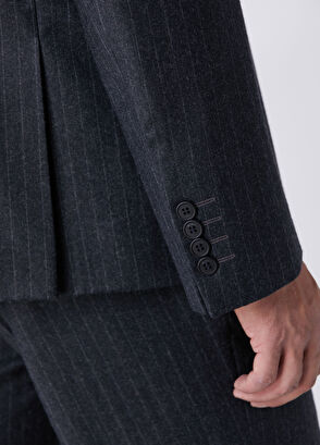 Beymen Club Anthracite Flannel Wool Double Breasted Suit - 7