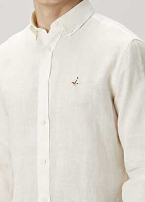 Beymen Club Comfort Fit Cream Linen Shirt - 6
