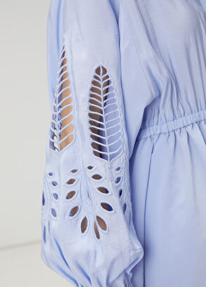 Beymen Club Blue Embroidered Midi Shirt Dress - 6