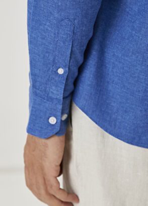 Beymen Club Comfort Fit Kobalt Keten Gömlek - 6