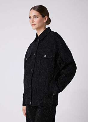 Beymen Club Black Hotfix Oversize Trucker Denim Jacket - 6