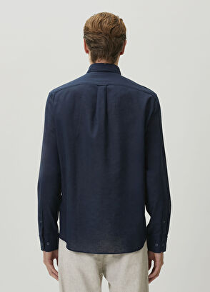 Beymen Club Comfort Fit Navy Blue Linen Shirt - 5
