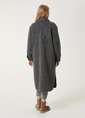 Beymen Club Gri Yıldız Nakışlı Uzun Yün Dış Gömlek - 7