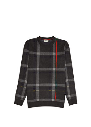 Beymen Club Gri Melanj Ekose Desenli Kazak - 8