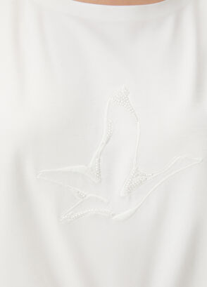 Beymen Club Seamless Off-White Embellished T-Shirt - 6