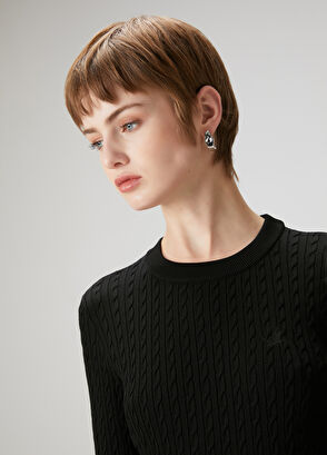 Beymen Club Siyah Saç Örgü Basic Kazak - 3