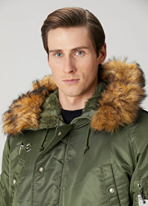 Alpha Industries Haki Kapüşonlu Parka - 5