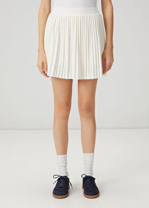 Beymen Club Kırık Beyaz Pileli Şort Etek - 3