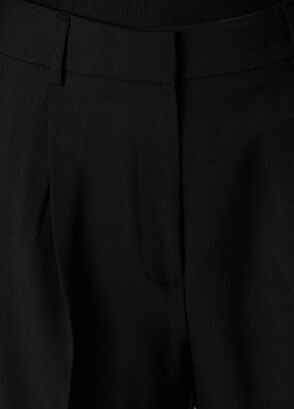 Siyah Bol Paça Yün Pantolon - Görsel 8