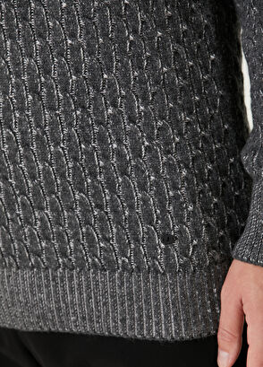 Beymen Club Gri Saç Örgü Dokulu Yün Kazak - 7