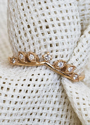 Hazine Pırlanta 14 Ayar Rose Kadın Pırlanta Yüzük - Görsel 4