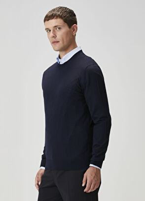 Lacivert Yün Kazak - Görsel 6