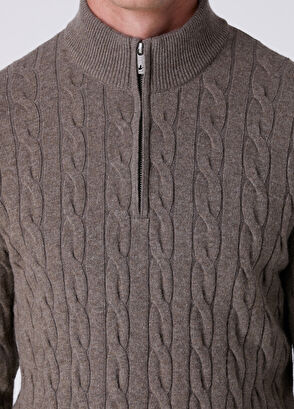 Beymen Club Mink Collar Zipper Knitted Textured Sweater - 6