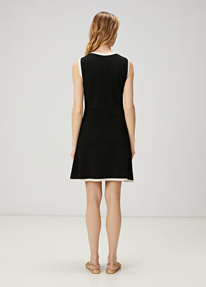 Beymen Club Siyah Ekru Mini Triko Elbise - 5