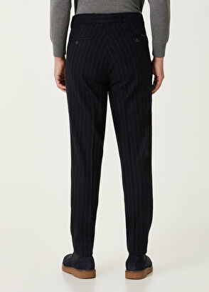 Beymen Club Lacivert Çizgili Yün Pantolon - 3