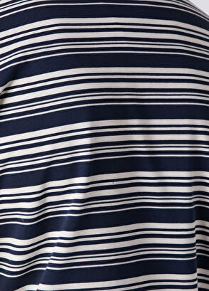 Beymen Club Comfort Fit Navy Blue White Striped Polo Sweatshir - 8