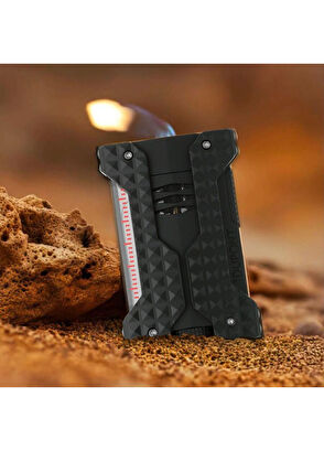 S.T. Dupont Windproof Rüzgar Geçirmez Siyah Puro Çakmağı ve S-Cut Kesici Seti - 5