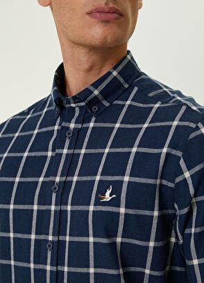 Beymen Club Comfort Fit Navy Wide Checkered Shirt - 5