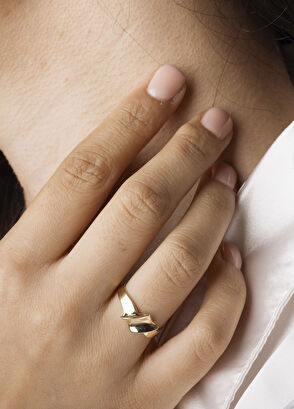 Safir Mücevher 14 Ayar Altın Düğüm Burgu Kadın Yüzük - 5