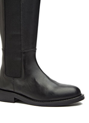 Siyah Fermuarlı Kadın Deri Çizme - Görsel 7