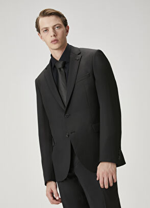 Beymen Club Drop 6 Siyah Klasik İnce Yün Takım Elbise - 5