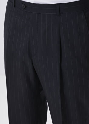 Drop 8 Siyah Çizgili Yün Kruvaze Takım Elbise - Görsel 12