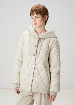 Beymen Club Bej Kapüşonlu Kapitoneli Mont - 3