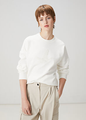 Beymen Club Kırık Beyaz Kuş Nakışlı Sweatshirt - 3