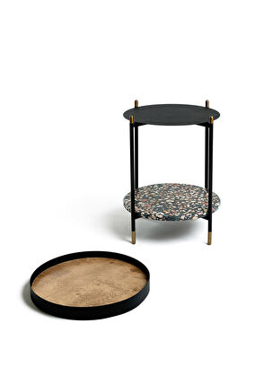Sürton Kasnak Tablalı Terrazzo Yan Sehpa - 4