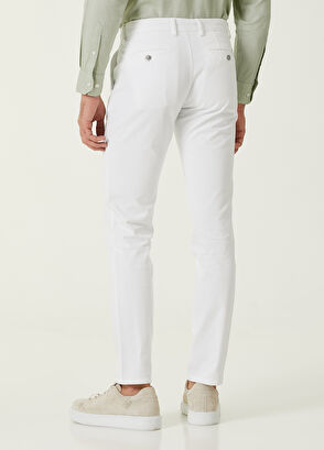 Beymen Club Slim Fit Beyaz Panama Dokulu Chino Pantolon - 3