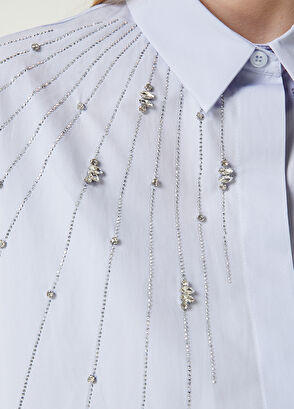 Beymen Club Blue Embellished Short Sleeve Shirt - 6