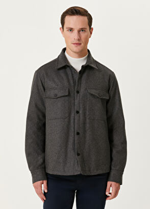 Beymen Club Koyu Gri Yün Dış Gömlek - 6