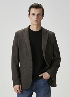 Beymen Club Kahverengi Crinkle Dokulu Yün Ceket - 3