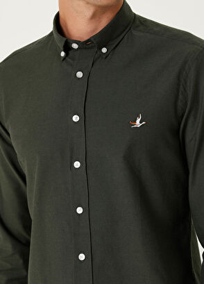 Beymen Club Slim Fit Dark Khaki Oxford Shirt - 6