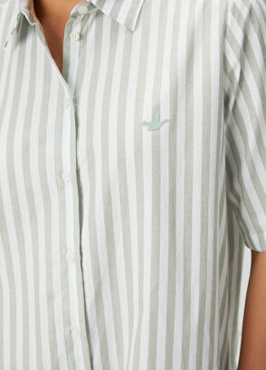 Beymen Club Aqua Green White Striped Midi Shirt Dress - 6