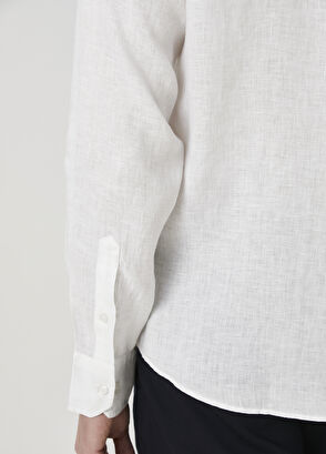 Beymen Club Comfort Fit Beyaz Keten Gömlek - 9