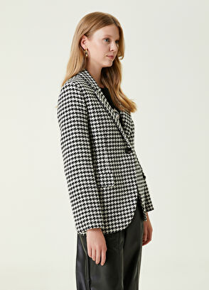 Beymen Club Siyah Beyaz Kelebek Yaka Desenli Ceket - 4