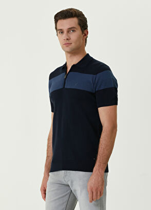 Beymen Club Lacivert Polo Yaka Colorblocked Kısa Kollu Triko - 3