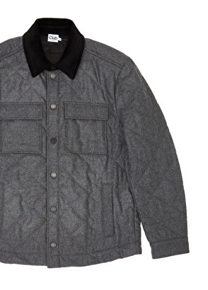 Beymen Club Anthracite Velvet Collar Quilted Wool Outer Shirt - 6