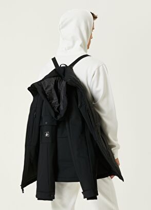 Beymen Club Black Hooded Coat with Sleeve Pocket Detail - 6